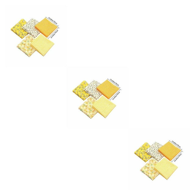 Transemion 5PCS Cotton Fabric Sewing Material Value Bundle Scraps 50*50cm Offcuts Quilting yellow 3Set