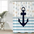 thumbnail image 2 of 72x78 Inch Shower Curtain Coastal Nautical Bathroom Decor Waterproof Fabric Bathtub Bath Curtains Decorative Blue Striped Starfish Shell Beach Extra Long Shower Curtain Set with Hooks, 2 of 6
