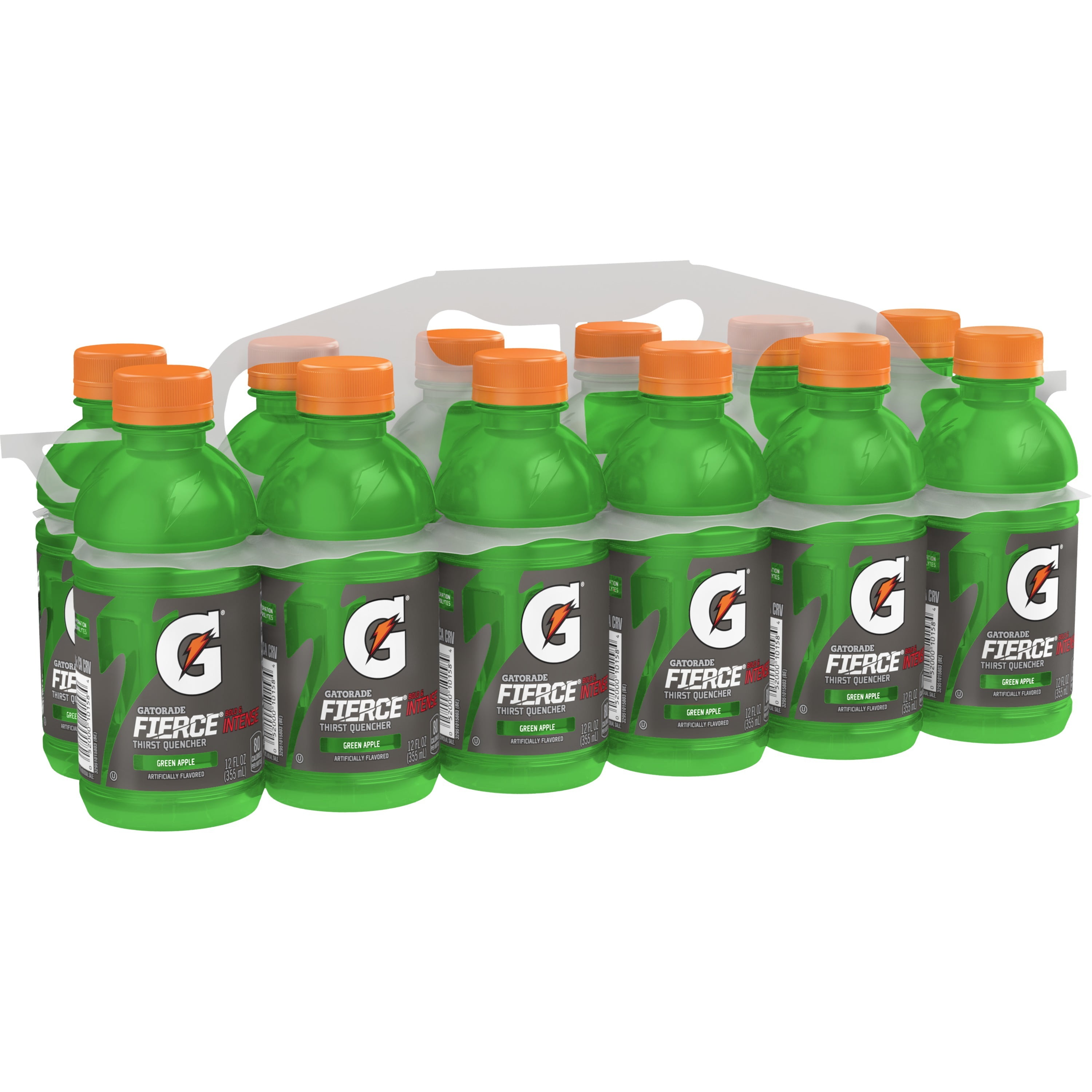 Gatorade Fierce Thirst Quencher, Green Apple, 12 fl oz, 12 count