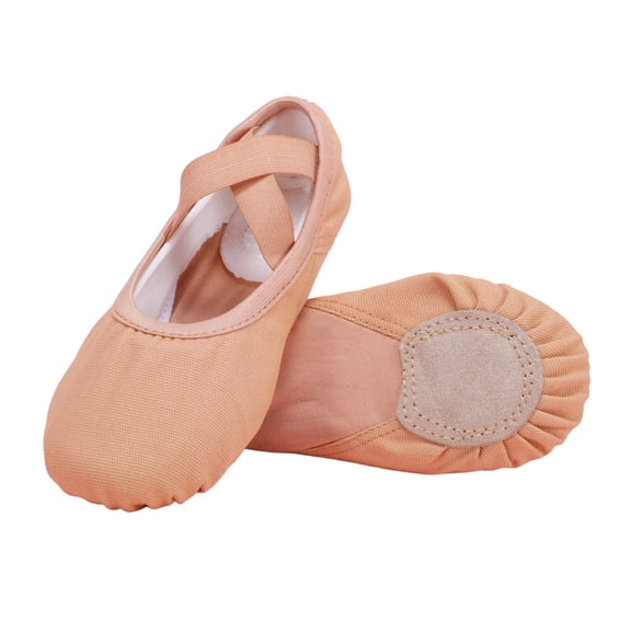 jianru Ballet Shoes for Girls Elastic Straps Non Slip Soft Sole Solid Color Canvas Professional Dance Shoes for Toddler Kids