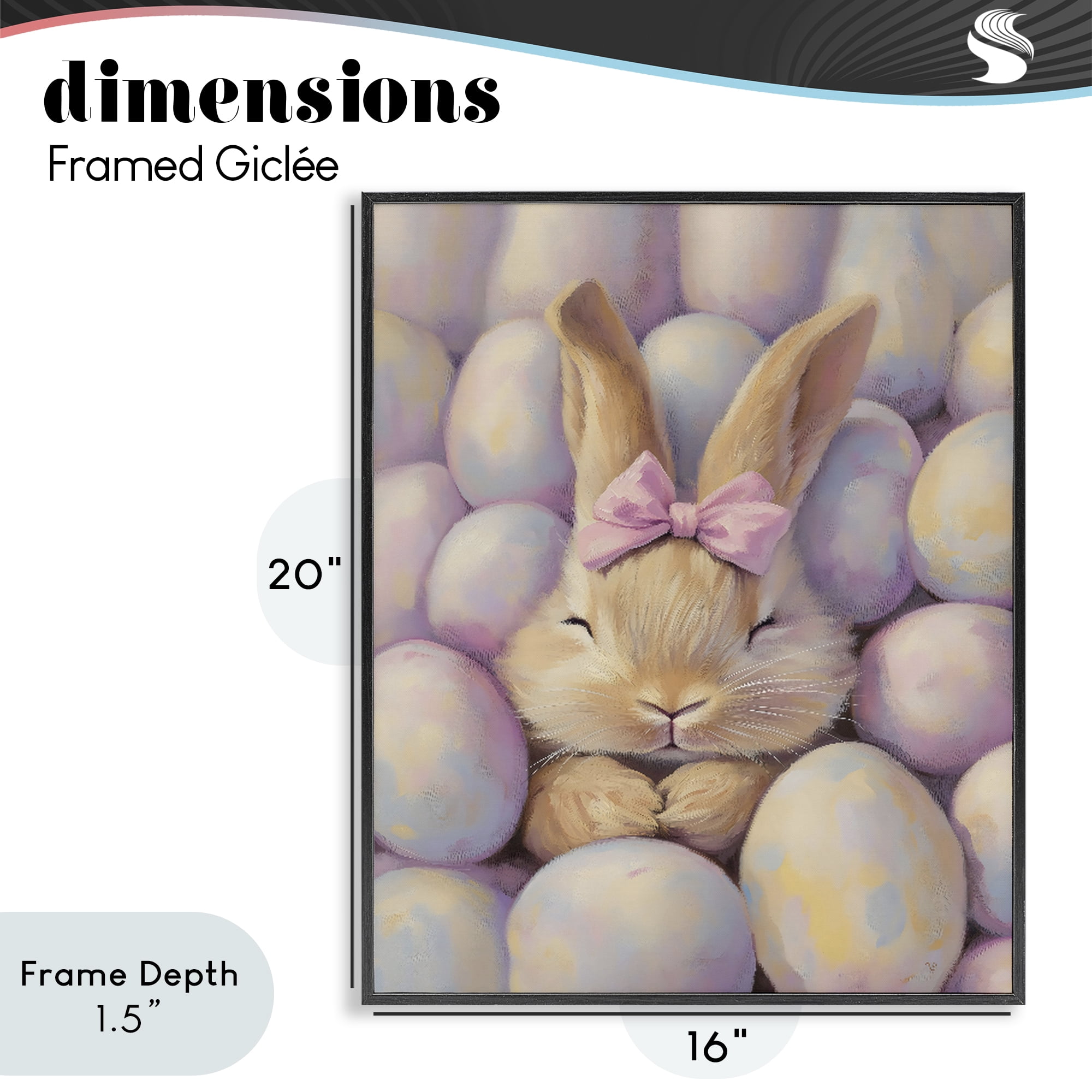 Stupell Industries Easter Bunny Nestled in Eggs Black Framed Giclee Art, design by The Prints Vibe