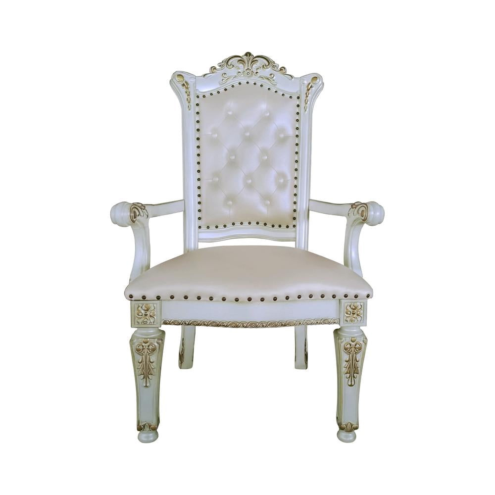 ACME Vendome Executive Office Chair (Arm), Synthetic Leather & Antique Pearl Finish