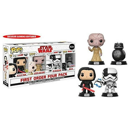 Funko POP!Star Wars: The Last Jedi-First Order 4-Pack Bundle, Includes Kylo Ren with an EXCLUSIVE Glow in the Dark Lightsabre, Supreme Leader Snoke, First Order Executioner and