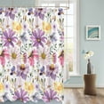 thumbnail image 3 of Fabric Shower Curtain, Summer Wildflowers Leaves Purple Floral Plants Watercolor Shower Curtains with 12 Hooks Waterproof Machine Washable Bath Curtains for Bathroom, 48x 72in, 3 of 6