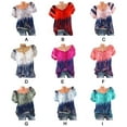 thumbnail image 4 of Blouse Manches Courtes Imprimé Chemise V Chemisier Manches Courtes Imprimé Col Rond Blouse Femme Summer Top, Vert Foncé, L, 4 of 9