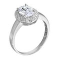 thumbnail image 2 of Clear Cubic Zirconia Oval Solitaire Ring Rhodium Plated Sterling Silver Size 6, 2 of 4