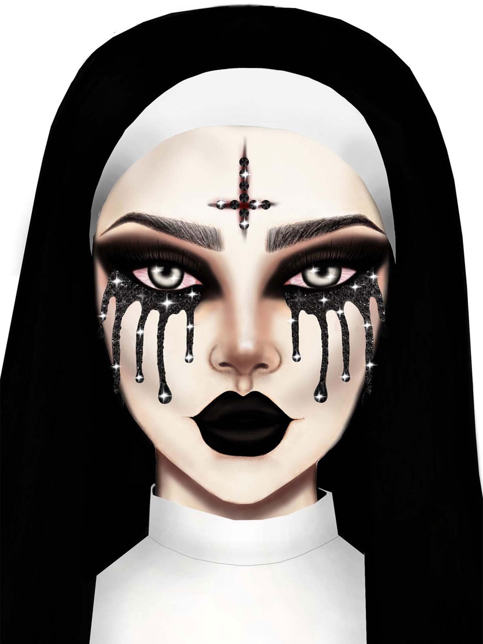 Leg Avenue Womens Scary Costume Evil Nun Face Rhinestone Stick-On Jewels
