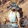thumbnail image 3 of Unisex Adult Outdoor Sun Hat with Dual Solar Powered Fans Wide Brimmed Camouflage Fisherman Cap for Men Women USB Charging Breathable Hiking Fishing Beach Headwear, 3 of 6