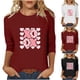 thumbnail image 1 of RKSTN Valentine's Gifts Women's 3/4 Sleeve T Shirts Top Oversized Crewneck Valentines Graphic Print Short Sleeve Shirt Womens Casual Solid Round Neck Loose Three Quarter Sleeve Shirt Spring Clothes, 1 of 7