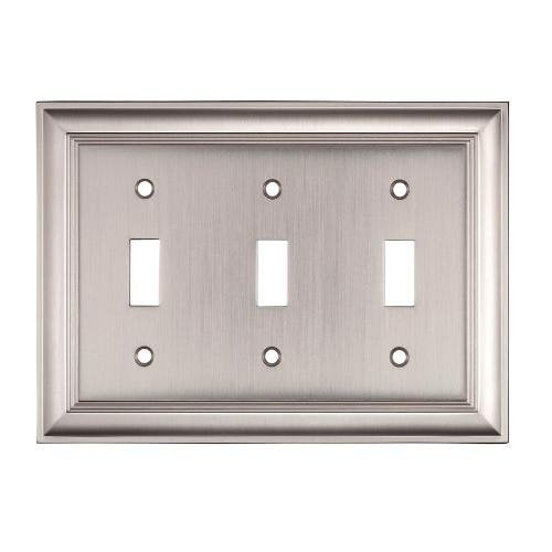 allen roth 3-Gang Satin Nickel Standard Toggle Metal Wall Plate