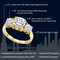 thumbnail image 2 of Gem Stone King 18K Yellow Gold Plated Silver White Moissanite 3 Stone Engagement Ring for Women (3.40 Cttw, Gemstone, Cushion 8MM, Size 7), 2 of 6