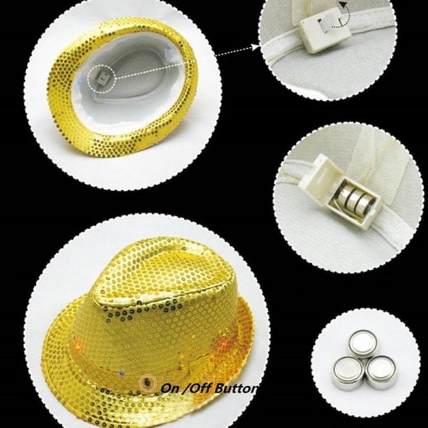 LED Chapeau de Jazz Clignotant Fedora Chapeaux Danse Performance Melon Chapeau Garçons Filles Noël Fête Chapeaux (Sapphire