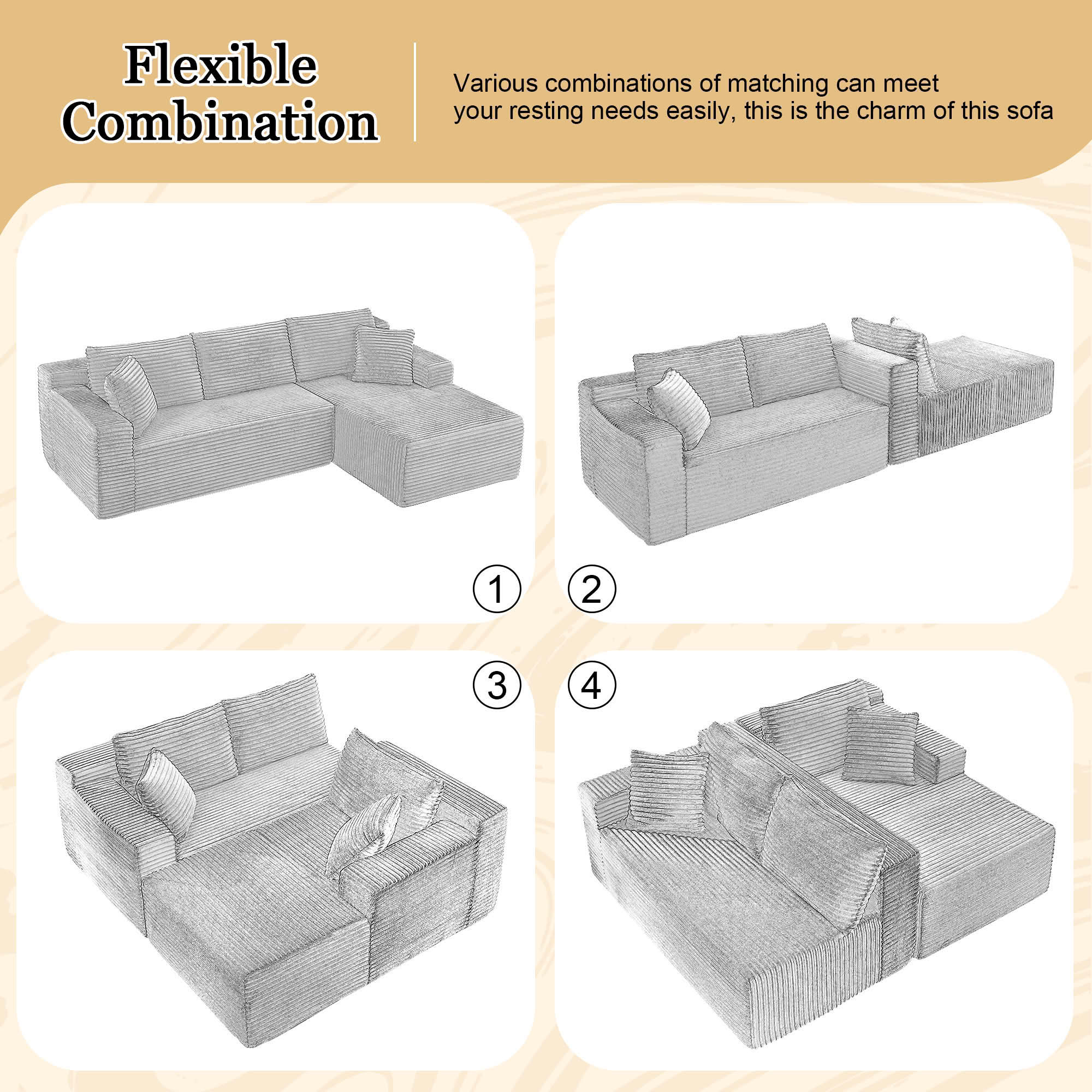 MAYEERTY L-Shaped Cloud Sectional Sofa, No Assembly Required Sleeper Couch for Bedroom & Apartment, 103×65" Dark Gray