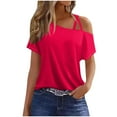 thumbnail image 2 of Yaoyar Women's Solid Color Double Strap Short-Sleeved T-shirt Loose Vest Top, 2 of 5