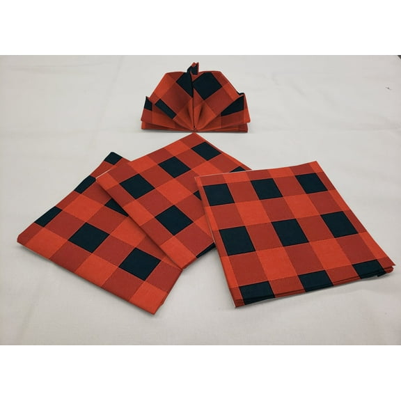 Buffalo Check Plaid Cloth Napkins by Penny's Needful Things (Set of 4) (Red)