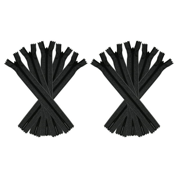 Cremalleras invisibles Uxcell, 10 piezas de cremalleras ocultas de nylon de 6 pulgadas para costura DIY hecha a mano, negras
