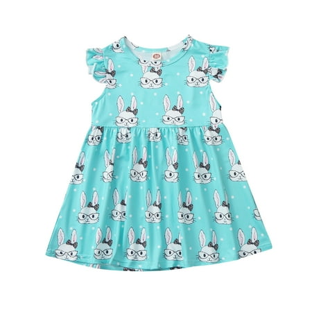 

Utoimkio Easter Dresses for Girls Baby Girl Sleeveless Princess Dresses for Girls Toddler Kids Baby Girls Ruffle Easter Polka Dot Bunny Dress Party Princess
