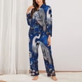 thumbnail image 2 of Salouo Blue Heron Floral Garden Pattern Women's Pajamas Set Long Sleeve Button Down Sleepwear Soft Pj Lounge Sets for women 2 Piece Pjs Set with Long Pants-Medium, 2 of 7