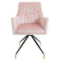 Impressions Vanity Armchair with 360 Degrees Swivel Seating (Pink Crushed Velvet)