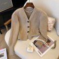 thumbnail image 1 of Suéter elegante con temperamento y botones de lazo dulce de estilo nuevo retro coreano para primavera y otoño, abrigo superior para mujer, 1 of 5