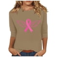 thumbnail image 2 of Jsaierl Hauts Graphiques Ruban Rose pour Femmes T-Shirts Cancer du Sein Manches 3/4 Col Rond Pull Lutte contre le Cancer Blouses d'Octobre, 2 of 5
