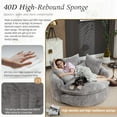 thumbnail image 3 of Homefun 55" Oversize Round Chair Couch Lounge Chaise Indoor,Comfy Boneless Sleeper Sofa Bed with 5 Pillows for Reading LivingRoom(Light Grey), 3 of 9