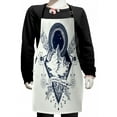 thumbnail image 1 of Adventure Kids Apron, Mountains in Boho Tattoo Style with Crossed Arrows and Astrological, Boys Girls Apron Bib with Adjustable Ties for Cooking Baking Painting, Dark Blue White, by Ambesonne, 1 of 2
