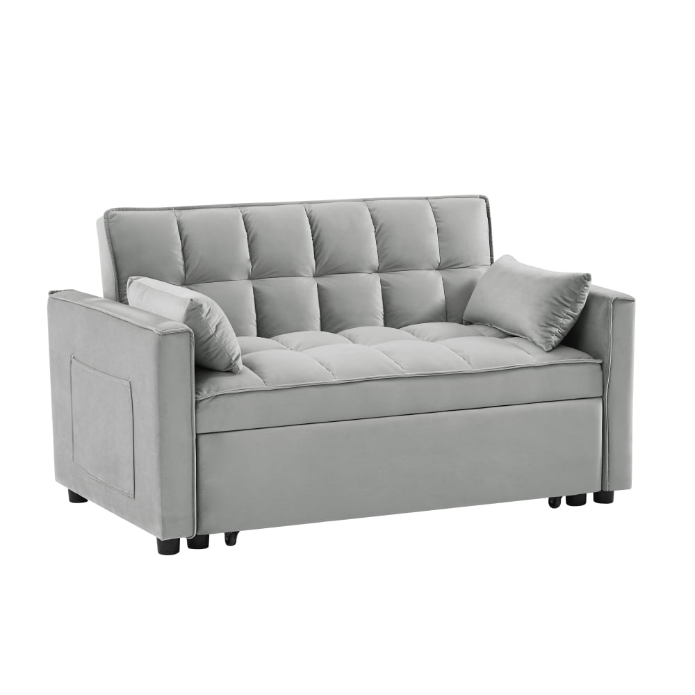 Leumius Convertible Sofa Bed,3-in-1 Sleeper Sofa with Pull Out Bed,Sleeper Futon Couch Loveseat with Adjsutable Backrest and Pillows for Living Room,Gray