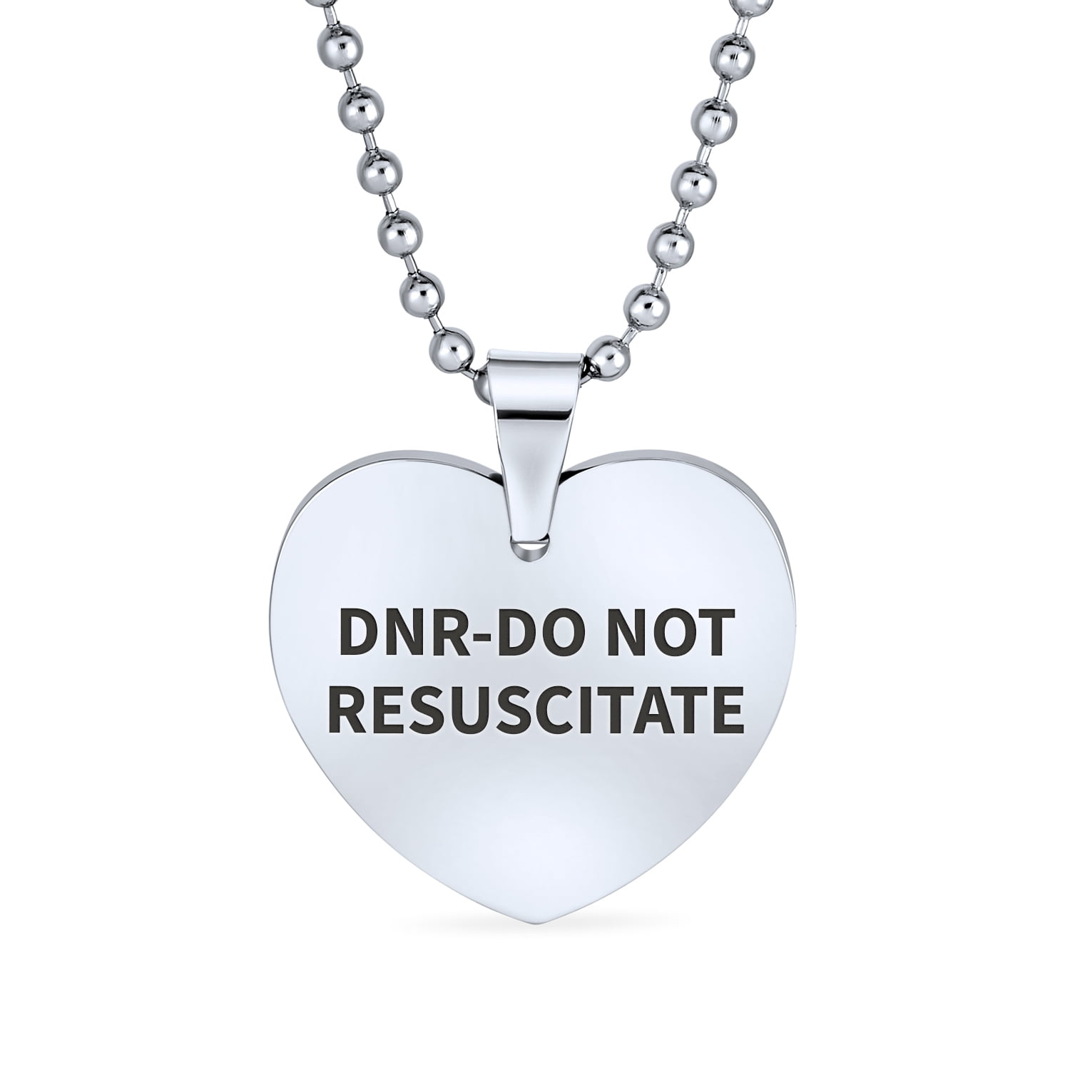 DNRDo Not Resuscitate Medical Alert Id Heart Tag Pendant Necklace