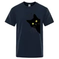 thumbnail image 3 of Camisetas con estampado divertido de gato negro maullido para hombre, camisetas transpirables, ropa de calle de verano, camisetas holgadas de algodón de manga corta de gran tamaño, 3 of 5