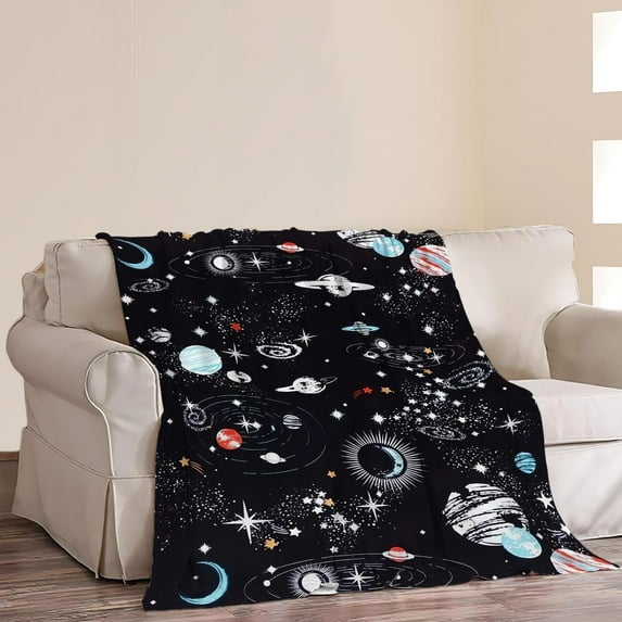 Galaxy Blanket Astronomy Gifts for Kids Boys Adults Glow in The Dark Space Blanket Fleece Warm Flannel Soft Plush All Season Celestial Throw Blanket for Sofa Bed Couch Starry Sky Lovers 60"X80"