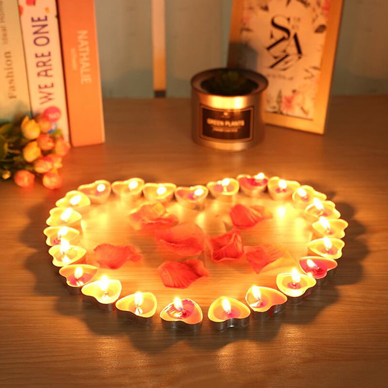 50Pcs/box Love Heart Shaped Tealight Candles Smokeless Candle Small J4S3 