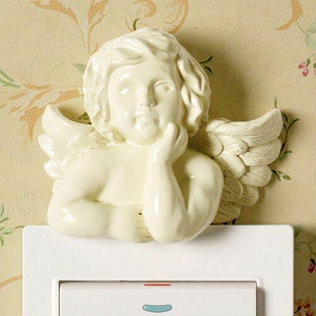 Adhesivo de pared con figura de ángel de resina: para pared, vehículo, ordenador, decoración del hogar