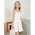 thumbnail image 5 of OYOANGLE Girl's Spaghetti Strap Ruched Ruffle Hem Flowy Short Dresses White 8Y, 5 of 6