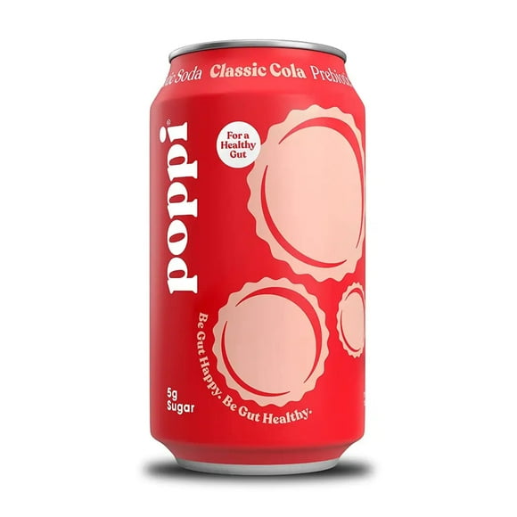POPPI Sparkling Prebiotic Classic Cola Soda made with Apple Cider Vinegar, Seltzer Water & Fruit Juice, 12oz (12 Pack)