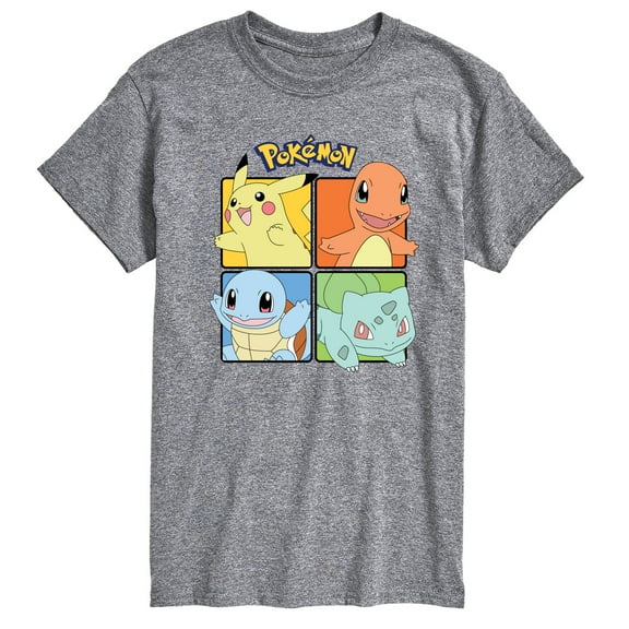 Pokémon - Pikachu Charmander Bulbasaur Squirtle Square - Men's Short Sleeve Graphic T-Shirt