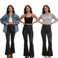 thumbnail image 6 of Women’s High Waist Elastic Jeans, Pull on Casual Flared Leggings, Skinny Denim Pants with Double Pockets, 6 of 9