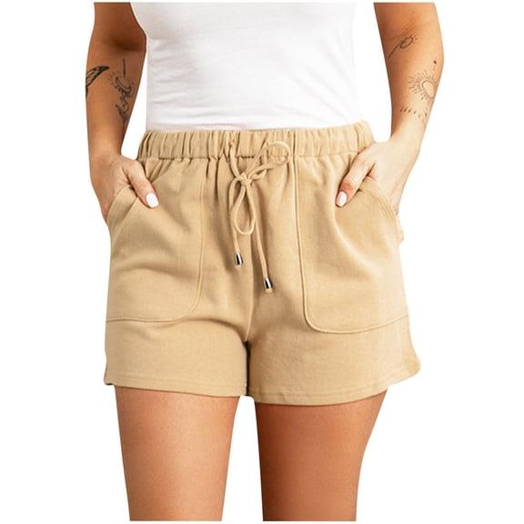 Edvintorg Casual Short Shorts for Women Fashion Solid Color Plus Size Rope Tie Shorts Yoga Sport Shorts with Pockets Shorts Feminino