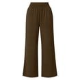 thumbnail image 4 of Women's Tencel Loose Wide Leg Pants, Mid Elastic Waist, Tummy Control, Straight Leg Trousers for Casual, Walking, Travel, Office, Lounge, Soft Summer | TruBelle,Brown 2XL, 4 of 6