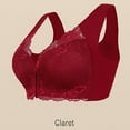 thumbnail image 2 of Tweang Front Closure Bra Thin Bra Front Button Bra Comfortable Convenient Everyday Breathable Bra Convenient Buckle Bra No Underwire Bras Wireless Bra Push Up Underwear Snap Front Bra Red XL, 2 of 7