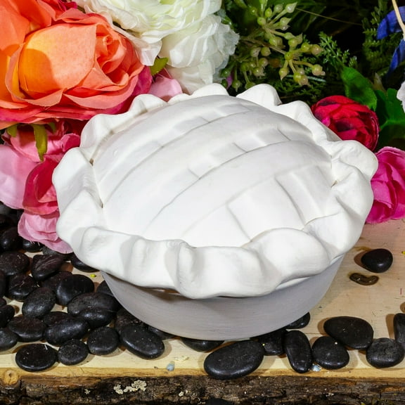 Pie Box With Lid 6.5" IN STOCK Ceramic Bisque Ready To Paint Pottery