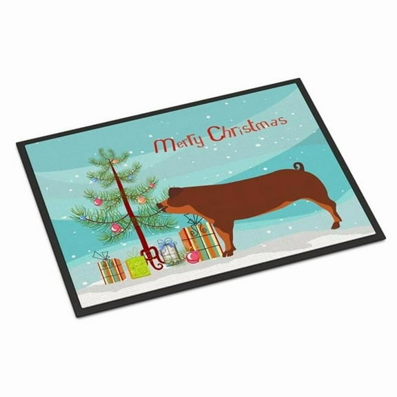 Caroline's Treasures BB9309MAT Duroc Pig Christmas Door Mat, Indoor Rug or Outdoor Welcome Mat 18x27 Doormat , 27"L x