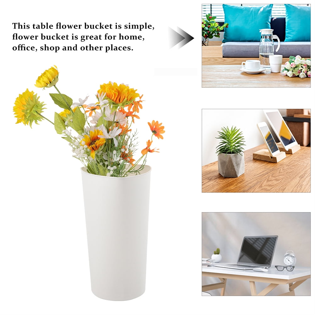 BESTYASH White Reusable Plastic Flower Bucket - Lightweight, Floral Holder for Arrangements and Storage