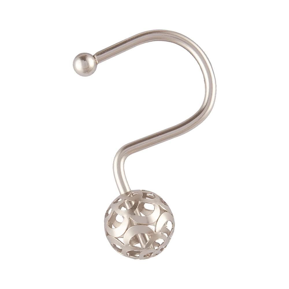 Utopia Alley Shower Hooks - Shower Curtain Rings for Bathroom - Rust Resistant Shower Curtain Hooks for Shower Curtain or Liner - Set of 12, Brushed Nickel