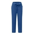 thumbnail image 5 of Sopiago Women's Cropped Paper Bag Waist Pants with Pockets Blue,2XL, 5 of 6