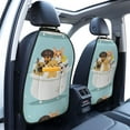 thumbnail image 3 of Naloa Cute Dog In Bathtub 2Pcs Anti-Kick Back Seat Cover Kick Mat, Car Seat Protector with 3 Storage Pockets, 3 of 8