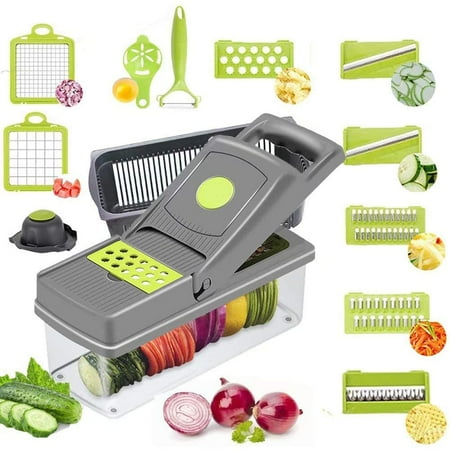 

Vegetable Chopper Multipurpose Food Chopper with 8 Slides Practical Container Multifunctional Shredder & Salad Cutter