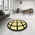 thumbnail image 4 of Ahgly Company Tapis d'Intérieur Rond Lavable en Machine Jaune Moutarde Transitionnel, 4 Pieds Rond, 4 of 7