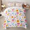 thumbnail image 2 of meiyoeat Spring Garden Flower Twin Quilt Set for Girls, Colorful Cartoon Floral Twin Coverlet Set, 2 Pieces, 2 of 7