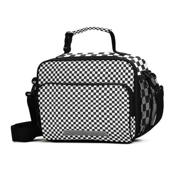 ALAZA Buffalo Checkered Lunch Box Insulated Cooler Bag Reusable Tote Bags Shoulder Strap